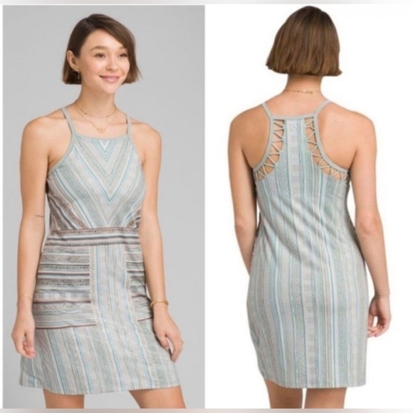 Prana Yoga Ardor High Neck Strappy Racerback Dress in Agave Size XS - Picture 1 of 6